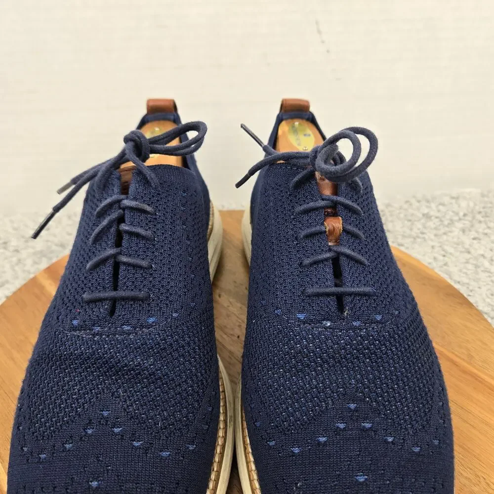 Cole Haan Mens 10M OriginalGrand Wingtip Navy Ivory Stitchlite Oxford Sneaker